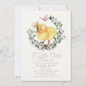 Invitation Couronne de petite poussin et papillon pour Baby S (Devant)