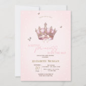 Invitation Couronne de petite princesse Perles Points Baby Sh (Devant)