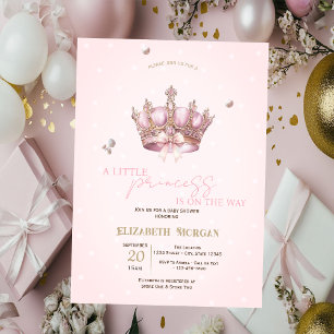 Invitation Couronne de petite princesse Perles Points Baby Sh