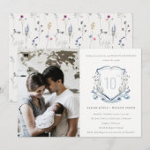 Invitation Couronne de Photo de Mariage Anniversaire de Fleur (Devant / Derrière)