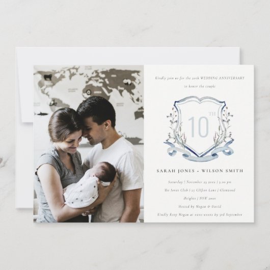 Invitation Couronne de photo de mariage d'anniversaire de fle (Devant)