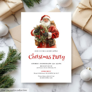Invitation Couronne de pin de Père Noël élégante Dîner de vac