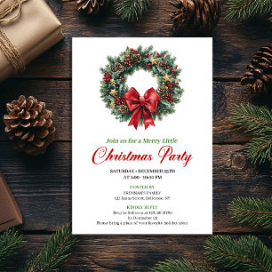 Invitation Couronne de pin élégante rouge et verte pour invit