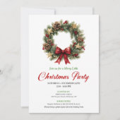 Invitation Couronne de pin moderne Noël Party Modifiable (Devant)