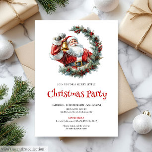 Invitation Couronne de pin rustique Père Noël Fête de Noël