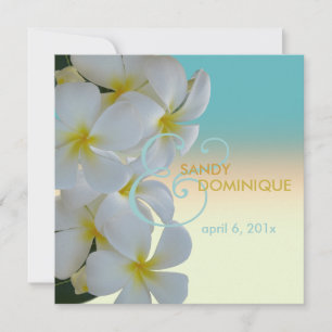 Invitation Couronne de plumeria mariage tropical
