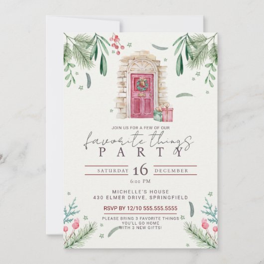 Invitation Couronne de porte pour fête des objets préférés  (Devant)