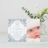 Invitation Couronne de prince Baby Blue Baptême (Debout devant)