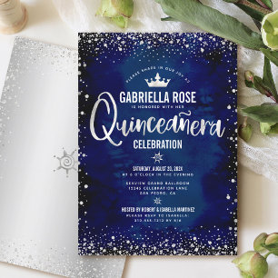 Invitation Couronne de princesse à paillettes argentées pour
