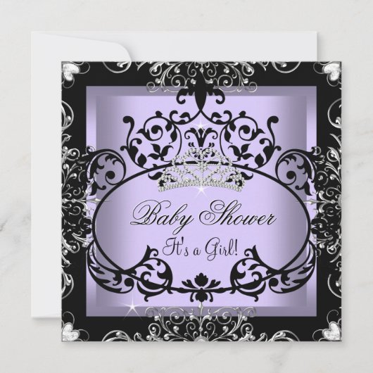 Invitation Couronne de princesse bébé Fête de naissance Lavan (Devant)