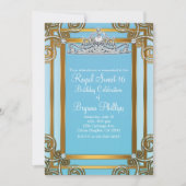 Invitation Couronne de princesse bleue et or Tiare Sweet 16 P (Devant)