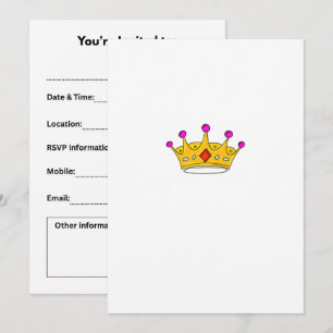 Invitation Couronne de princesse, couronne de prince, thème d