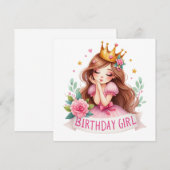 Invitation Couronne de princesse d'anniversaire (Devant / Derrière)