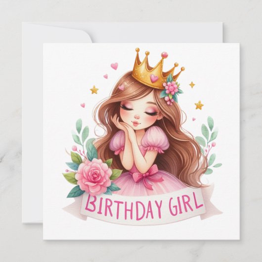 Invitation Couronne de princesse d'anniversaire (Devant)
