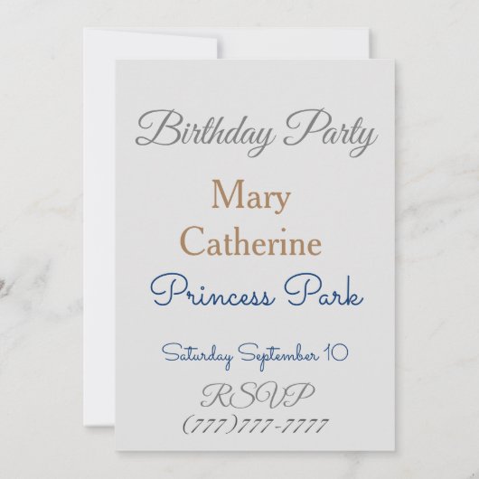 Invitation Couronne de Princesse d'Or et d'Argent de Célébrat (Dos)