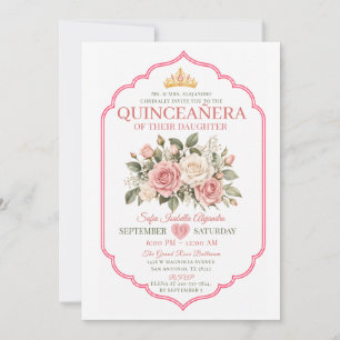 Invitation Couronne de princesse élégante Quinceañera florale