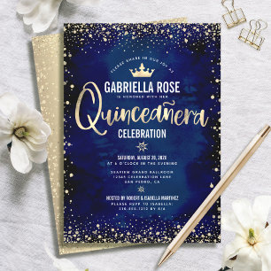 Invitation Couronne de princesse en feuille d'or et paillette