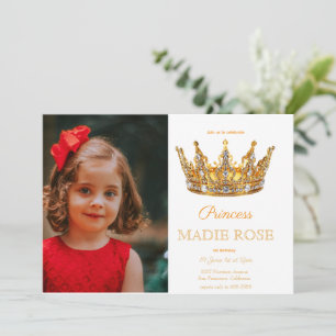 Invitation Couronne de princesse en or photo Conte de fées An
