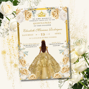 Invitation Couronne de princesse en or pour robe de Champagne