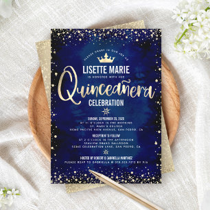 Invitation Couronne de princesse en paillettes de papier d'or