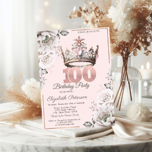 Invitation Couronne de princesse Floral Fête d'anniversaire 1