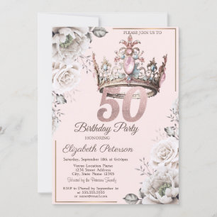 Invitation Couronne de princesse florale pour fête d'annivers