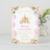 Invitation Couronne de princesse florale rose 1er anniversair (Debout devant)