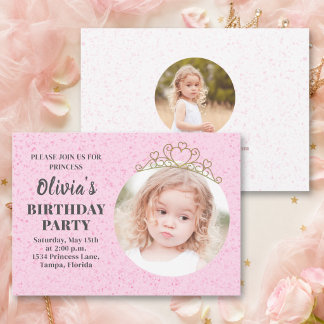 Invitation Couronne de princesse mignonne minimaliste Anniver