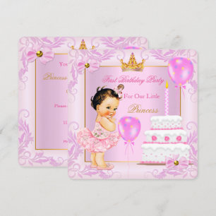 Invitation Couronne de princesse pour premier anniversaire fi