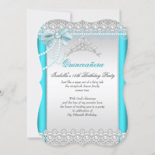 Invitation Couronne de princesse Quinceanera bleu sarcelle en