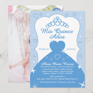 Invitation Couronne de princesse Quinceanera Paillettes Photo