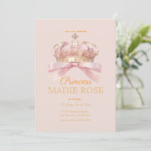 Invitation Couronne de princesse rose anniversaire conte de f (Debout devant)