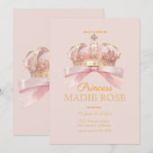 Invitation Couronne de princesse rose anniversaire conte de f (Devant / Derrière)
