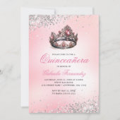 Invitation Couronne de princesse rose élégante Quinceanera (Devant)
