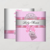 Invitation Couronne de Princesse Rose et Blanche pour Fille B (Devant / Derrière)