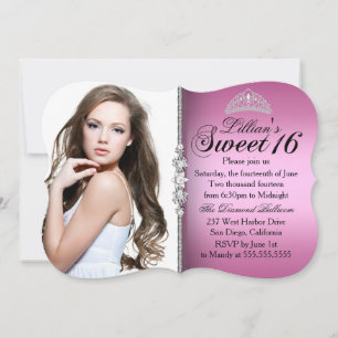 Invitation Couronne de princesse rose et noire pour un annive