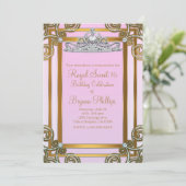 Invitation Couronne de princesse rose et or, Tiara Sweet 16 P (Debout devant)