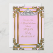 Invitation Couronne de princesse rose et or, Tiara Sweet 16 P (Dos)