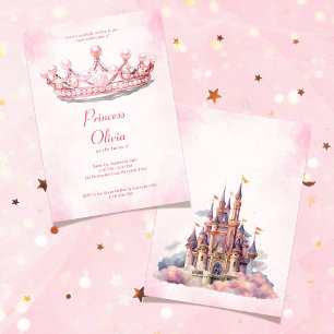 Invitation Couronne de princesse rose fête d'anniversaire con
