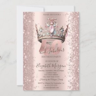 Invitation Couronne de princesse Rose Gold Étincelle Diamants