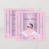 Invitation Couronne de princesse rose pour bébé fille (Devant / Derrière)