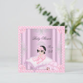 Invitation Couronne de princesse rose pour bébé fille (Debout devant)