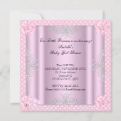 Invitation Couronne de princesse rose pour bébé fille (Dos)