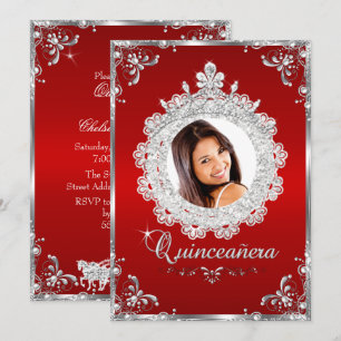 Invitation Couronne de princesse rouge argentée pour Quincean