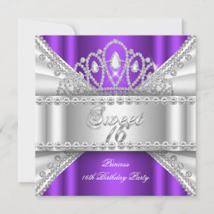 Invitation Couronne de princesse "Sweet 16" diamant blanc vio