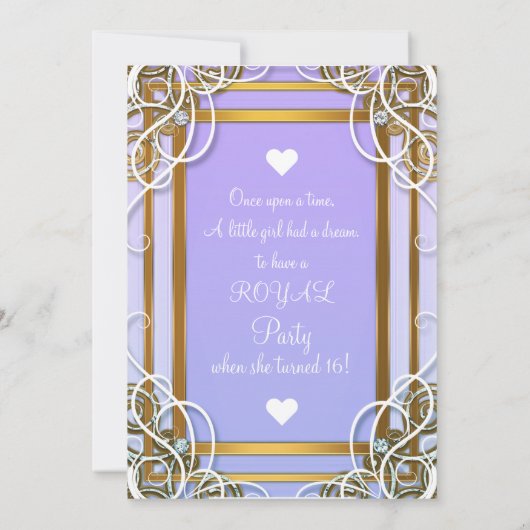 Invitation Couronne de princesse violette et or Carrosse Douc (Dos)