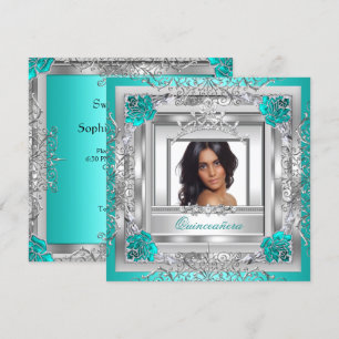 Invitation Couronne de Quinceañera 15e Anniversaire Turquoise