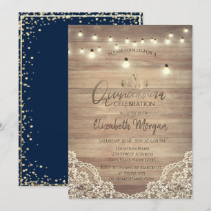 Invitation Couronne de Quinceañera en dentelle rustique, lumi