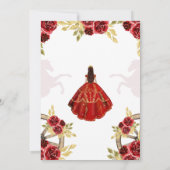 Invitation Couronne de Quinceañera Mexicain Or Rouge (Dos)