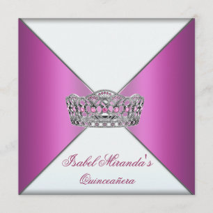 Invitation Couronne de Quinceanera Rose Chaud Fête 15ème